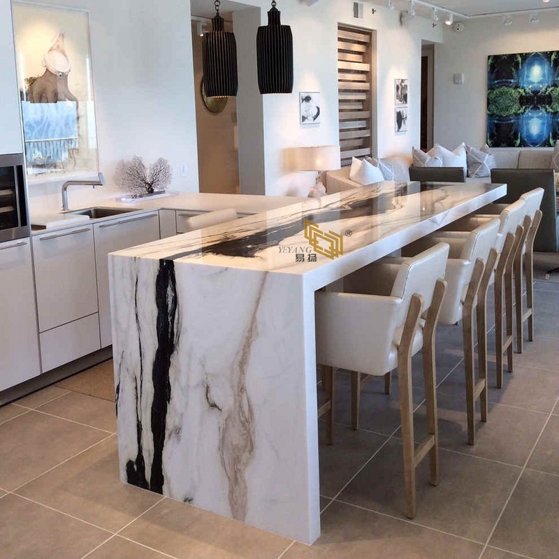 Panda white marble kitchen countertop design Panda white marble kitchen countertop design