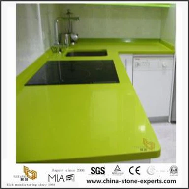 Verschiedene Arten von billige reinen grün Quarz Naturstein Küchenarbeitsplatten